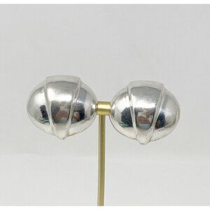 Vintage Zina Sterling Silver Clip-On Earrings .925 Bold Domed Modernist Design
